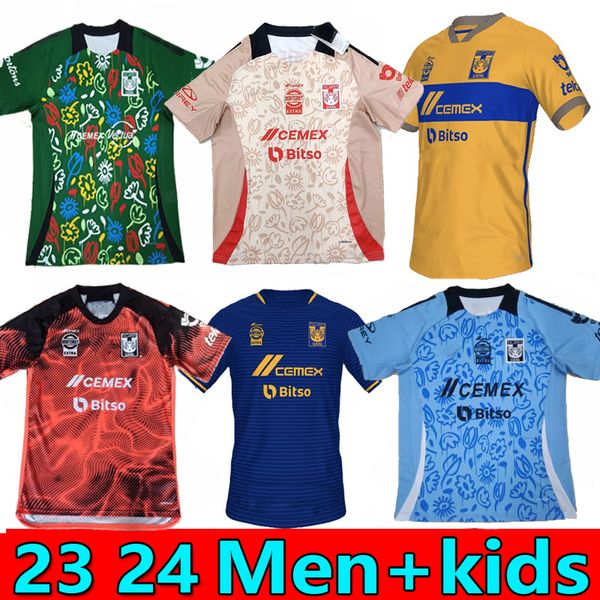 23/24 S-4xl Liga MX Tigres Uanl Soccer Maglie Gignac 2023 2024 F.Thauvin Fernandez Nico Pizarro C.Salcedo Vargas 7 stelle Shirt calcistiche da calcio Kit Kits Sock Set completo