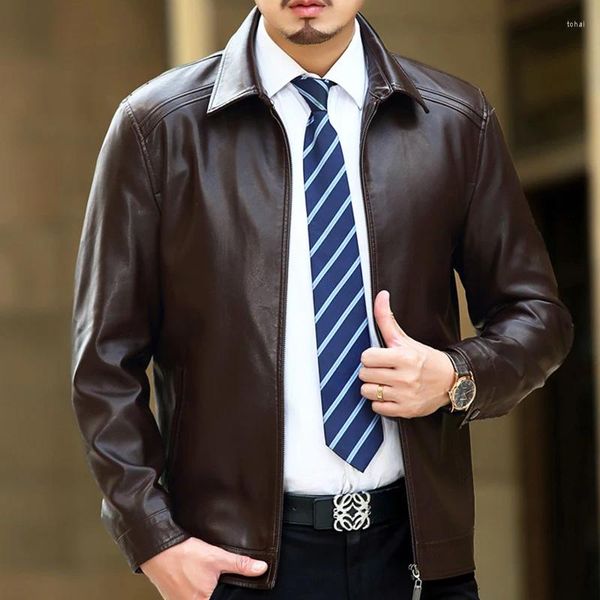 Erkek takım elbise kalitesi sonbahar erkekler doğal koyun derisi deri ceket kış markası gerçek ceketler kalınlaşan yaka ceket