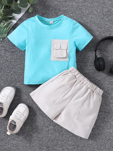 Наборы одежды 2024 Summer Special Product's Boys 'Campus Student Style Set Set Set Shot Ride Fort Short