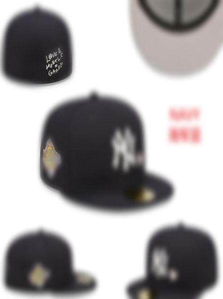 2023 MEN039S Mode Hip Hop Classic Navy Blue Blau Schwarze Farbe Flat Peak voller Größe geschlossene Kappen Baseball Sport All Team STAPTED HATS8820617