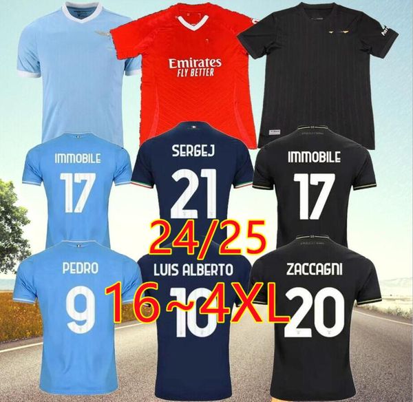 24 25 Home Version 4xl 3xl Lazio unbewegliche Fußball -Trikots Maglie Immobile Luis Bastos Sergej Badelj Lucas J.Correa Marusic Männer Kinder Kit Fußball -Hemd 10. Jubiläum