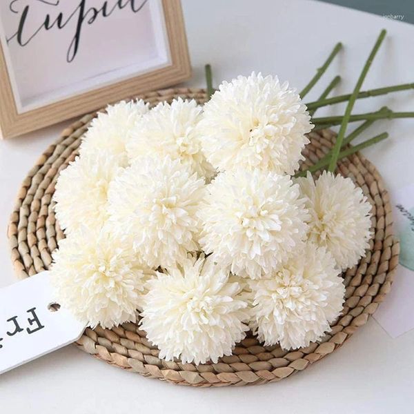 Flores decorativas 10pcs Artificial Silk Chrysanthemum Ball Bouquet Hydrangea for Home Wedding Diy Tabel Tabel Floral Centerpieces