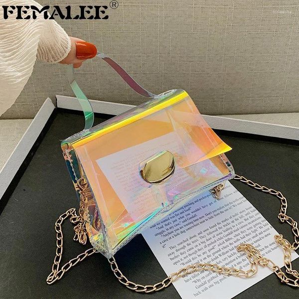 Bolsas de ombro mini bolsas de geléia clara para feminino 2024 Trendy Crossbody Flap Bag Classic PVC Transparent Messenger Lady Laser Tote Bolsa