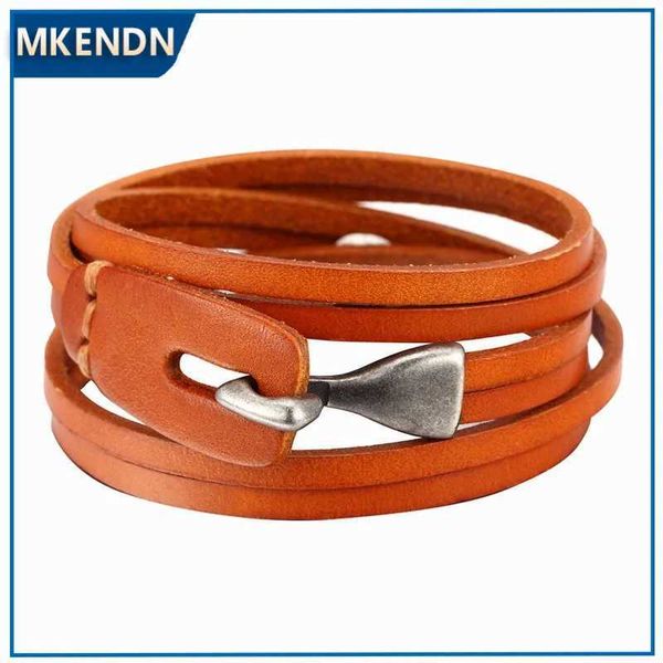 Braccialetti Charm Mkendn New Arrival 3 Colori Multilayer Charm Call Bracciale Man Donne Anchor Bracciale Hope Femme Friendship Bracciale Y240510