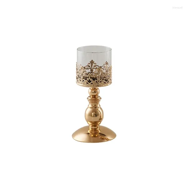 Kerzenhalter w3ja elegant plattierte Eisenhalter Glas Tee Licht Dekorationen Klassische Kerzen stehen Wachs Kerzenstick für