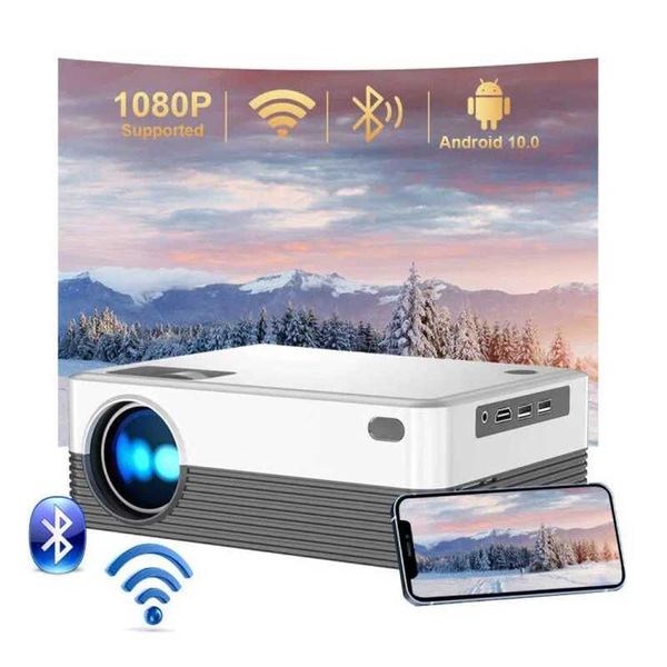 Projetores Mini Projector P35 Android 10 suporta 4K 1080p Led Bedroom Móvel Tela Mobile TV Smart 5G WiFi Bluetooth Speam