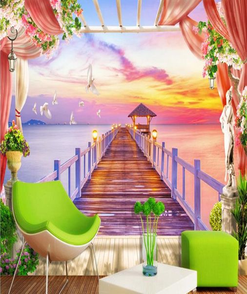 Luxusgold Tapete Customized 3D Wandgemälde Chalet Bridge 3d TV -Wand -Tapeten Engel 3D -Hintergrundpapier für Wall5831937