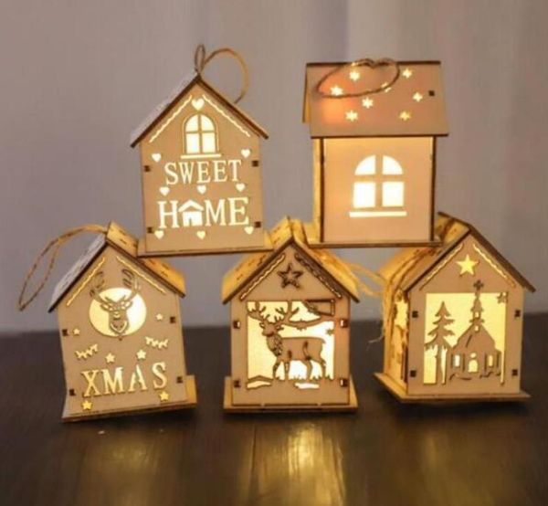 La cabina di tronchi di Natale appende il kit artigianale in legno giocattolo giocattolo di Natale in legno con candela barra per la casa decorazioni per la casa bambini039s holid8556133