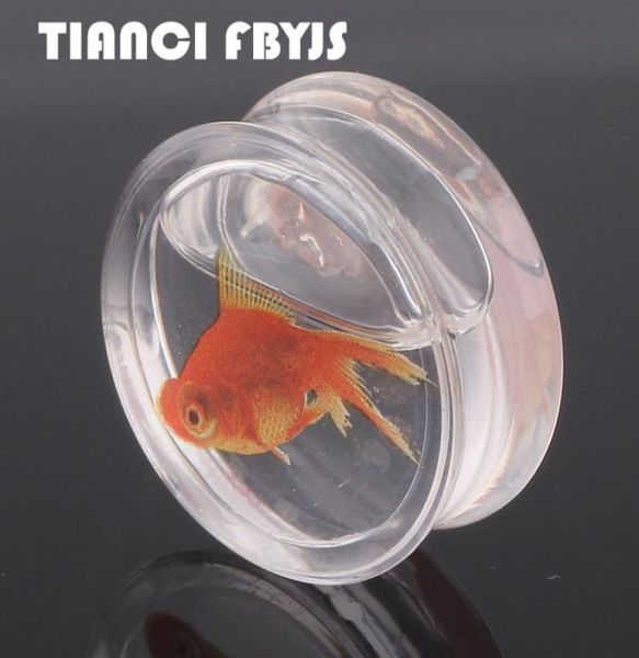 Klarer Goldfischohrstecker Tunnel Wassertunnelstörer Fisch Fleisch Tunnel 818 mm Körper Schmuck Piercing Ohrstörer Plugs8343272