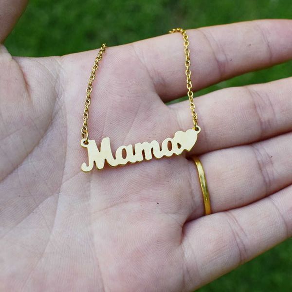 Tasarımcı Yeni Mama Mektubu Titanyum Çelik Kolye Kadın I Love Anne Anneler Günü Hediye Kolye NBD1