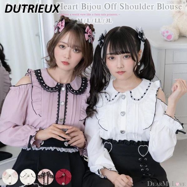 Blouses femininas Autumn da primavera O outono de manga longa para mulheres para mulheres japonesas estilo doce colarinho de colarinho causal elegante blusa