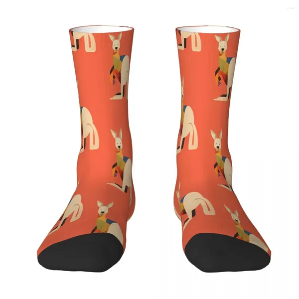 Meias masculinas Hello Kangaroo Animal Sock Men Mulheres Meias de Poliéster Design personalizável