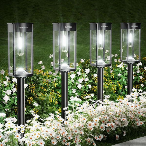 Newmessi Corredor Light, jardim de 6 peças à prova d'água e luz LED LED Energia solar adequada para pátio ao ar livre, gramado, passarela, decoração de pista