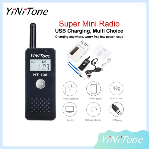 Walkie-Talkie Yinitone HT-108 Mini tragbar mit Mobilteil Leichtkapazität Lithiumbatterie wieder aufladbar