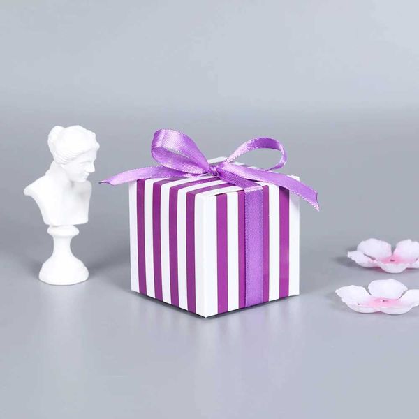 3 pezzi Wrap regalo 10pcs/borsa scatola di cioccolato di nozze scatola da forno da forno decorazioni per feste di nozze Inviti di nozze Mini Stripe Gift Box