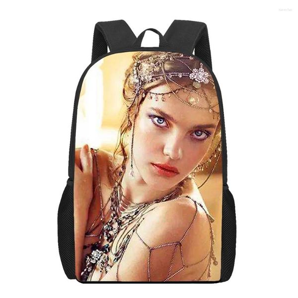 Backpack Natalia Vodianova 3D Print Book Bag meninos meninos da escola Crianças filhotes Mochilas escolares infantis infantil sacos