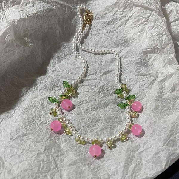 Collane a sospensione di frutta alla moda imitazione collana perle donne fatte a mano in rilievo per il regalo di gioielli