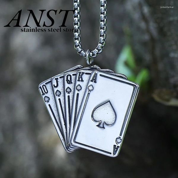 Anhänger Halsketten Enagament Vintage 2024 316L Edelstahl Poker Ace of Spades Halskette für Mann Frauen Herzform Schmuck Teenager Teenager