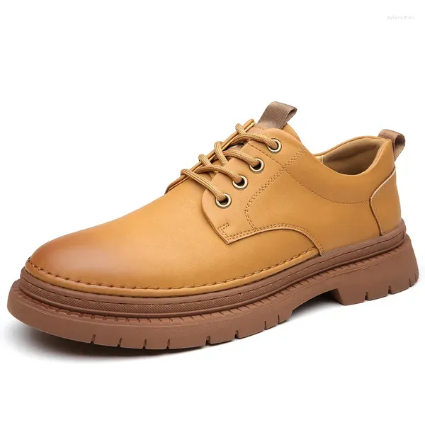 Casual Schuhe niedrig helfen, die Plattform für Männer im britischen Stil zu helfen, Frühling Herbst tragen atmungsaktuelle dicke Soly -Leder für Männer, für männlich