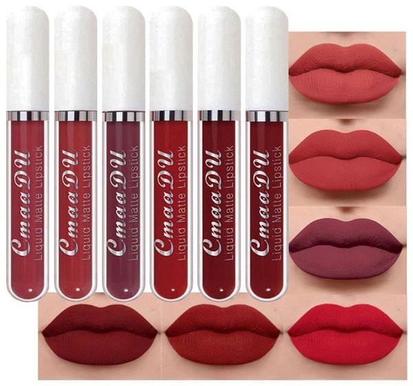 6 peça líquido foste Lipstick Set Lip Gloss CMAADU 24 HORAS DURO DURO DURANTE DURAS RED RED7244749