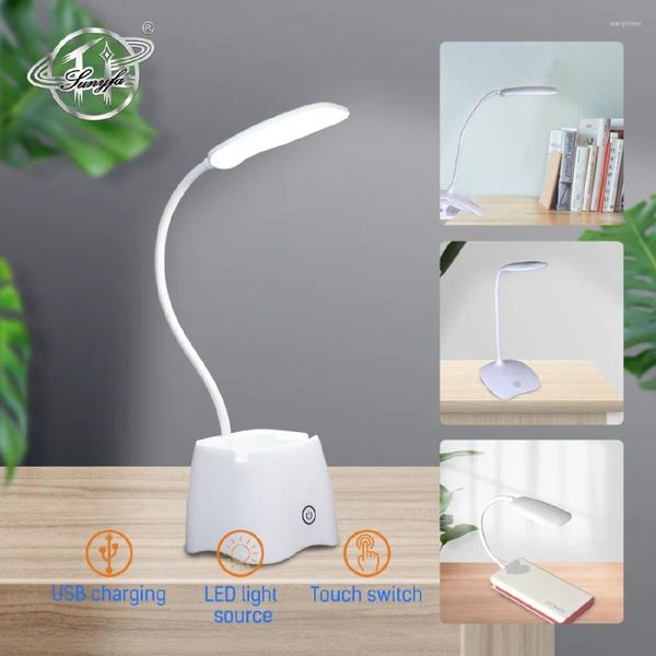 Tischlampen LED wiederaufladbare Eye Desk Lampe DC 5V Studie Lesen USB-Schlafsaal Multifunktion Stifthalter Bieger