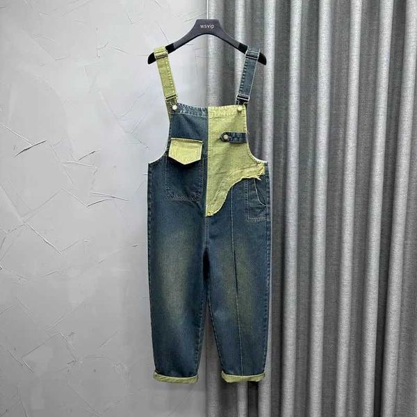 Tute da donna Rompeggiano tute in denim Donne Harem Pants Patchwork One Piece Outfit Women Rompes Sheo Corean Casual Vintage Playuits Y240510