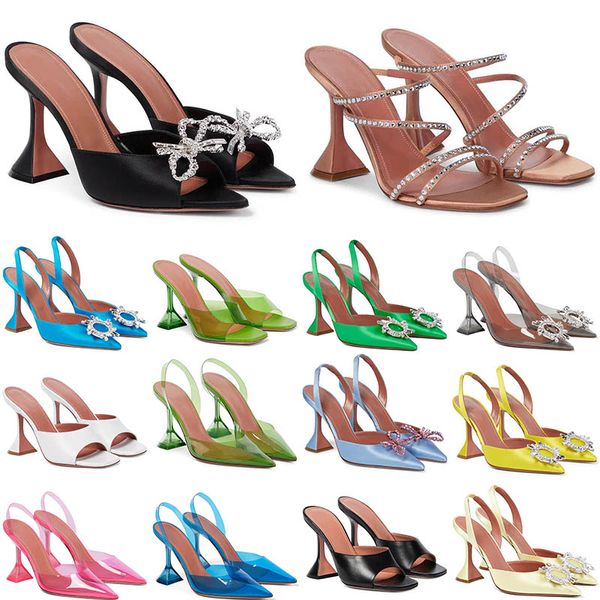 scarpe elementi di lusso sandali tallone donne muli metallici pvc cinghia