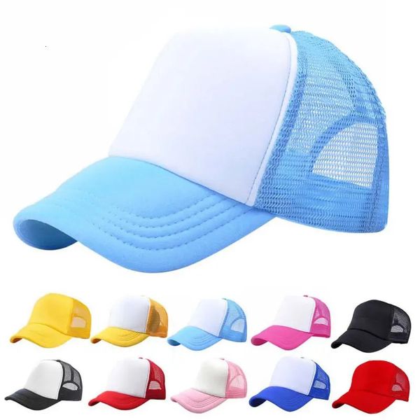 38T дышащие полусчетные кепки для детей для детей, девочки, девочки, бейсболка для детей, солнце весеннее лето регулируемая шляпа грузовика 240430