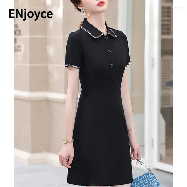 Parti Elbiseleri Yaz Profesyonel Siyah İnce Elbise Kadın Ofis Lady High Bel Vintage Zarif Mini Bodycon Junior Öğretmen Üniforma