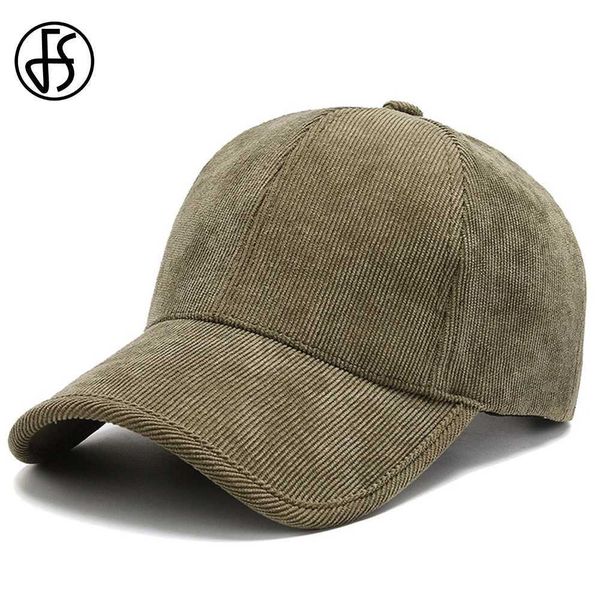 Caps de bola fs FS Trendy Army Green Corduroy Cap para homens Mulheres Caps de beisebol de verão Snapback Hip Hip Trucker Hats Casquette Homme Y240507