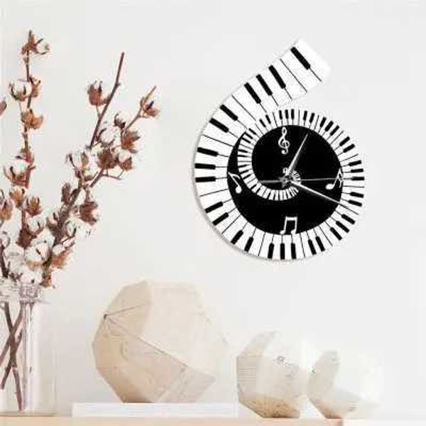 Relógios de parede decoram o relógio de parede Treble Piano Teclado Notas irregulares decoram crossover q240509