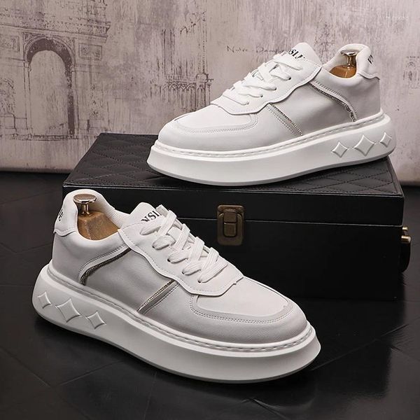 Sapatos casuais 2024 tendências de couro branco tênis homens originais tênis de luxo jovens estilo street aparts altos top g-966