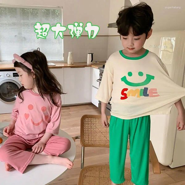 Set di abbigliamento set da pigiama a sette maniche set primavera estate casual sciolto due pezzi per bambini graziosi abiti da casa di moda bambini