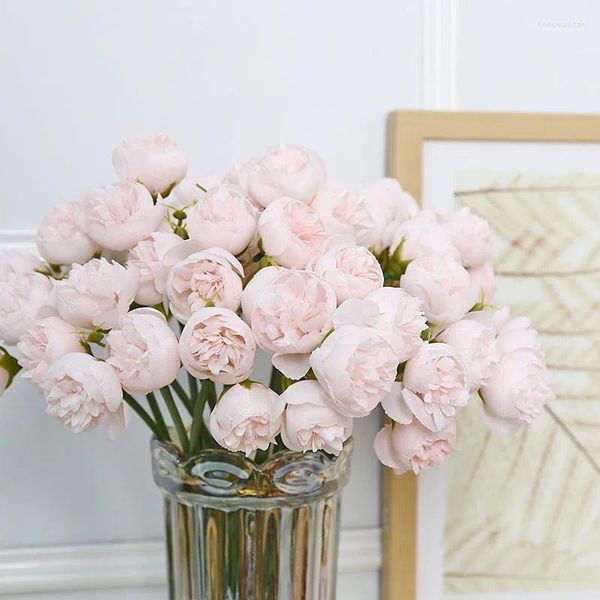 Декоративные цветы искусственные розы букет фальшивый растение шелковая ткань высушенная цветок для сада на открытом воздухе домашняя комната свадебная украшение день рождения