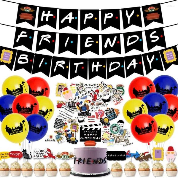 Вечеринка друзей друзья телешоу день рождения счастливые баннер торт топпер шарики наклейки на поклонники походки
