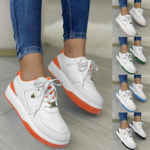 Casual Shoes Damen -Slebner Ladies Mode Farbe Blockierende Leder Schnürung bequeme dicke Solte Sport Zapatos Mujer 2024 Tendencia