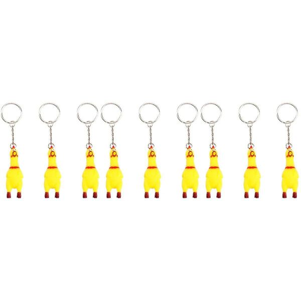 Hundespielzeug kaut 9pcs Squeeze schreien Hühnerschlüsselkette lustiger gelber Quietschen Anhänger für Keys Bags Telefone Mini Drop Lieferung Home DH7AL