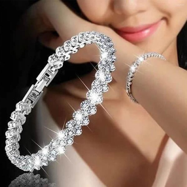 Braccialetti Link Luxury Cubic Zirconia Crystal Tennis for Women Men Gold Color Bracciale Argento Regali di gioielli