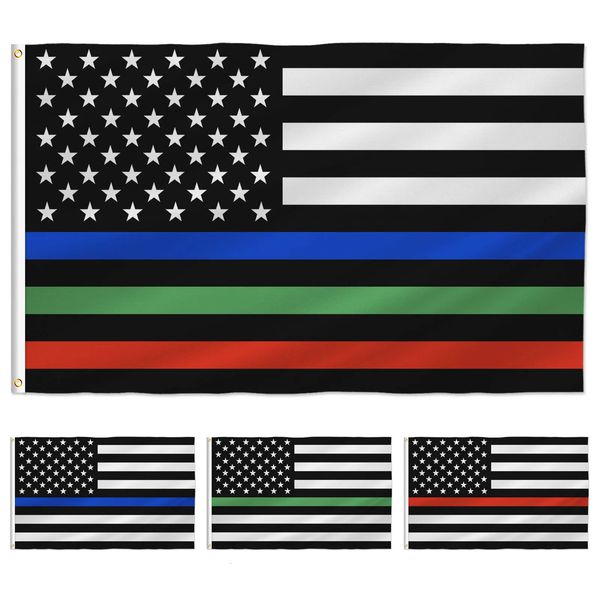 Прекрасная сине-зеленая линия флага США. Флаг военных пожарных США и сотрудников правоохранительных органов Ари. Все жизни важны 240426