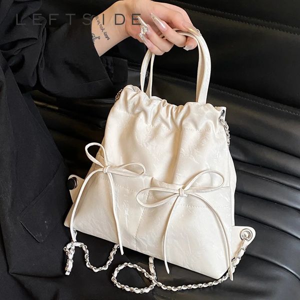 Projeto de proa Bow Womens Small Mackpacks Spring Y2K coreano Moda Moda Sólida Backpack Lady School Bag Cader Packs Backs 240508
