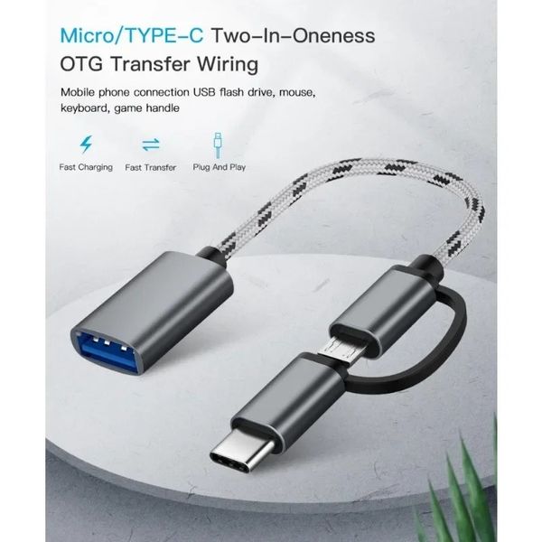 2 su 1 USB 3.0 OTG Adattatore Cavo di tipo C Micro USB a USB 3.0 CARBA DI CARBINA PER CONVERSORE PER CAGLIA