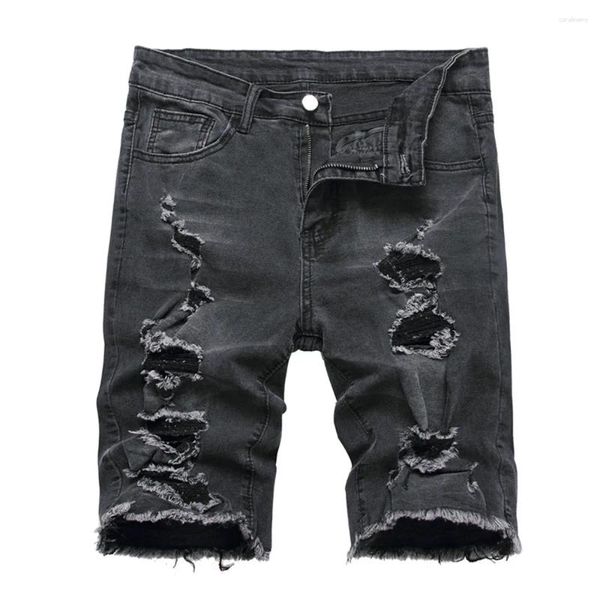 Jeans masculinos Homens de verão Palhas de cinco pontos Street Street elegante masculino esbelto shorts de jeans de praia sólidos de praia