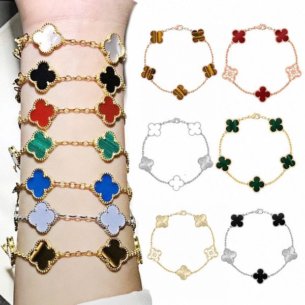 Designer Jewelry Women Van Four Leaf Bracciale Bracciale Braccialetti vintage Braccialetti trifogli