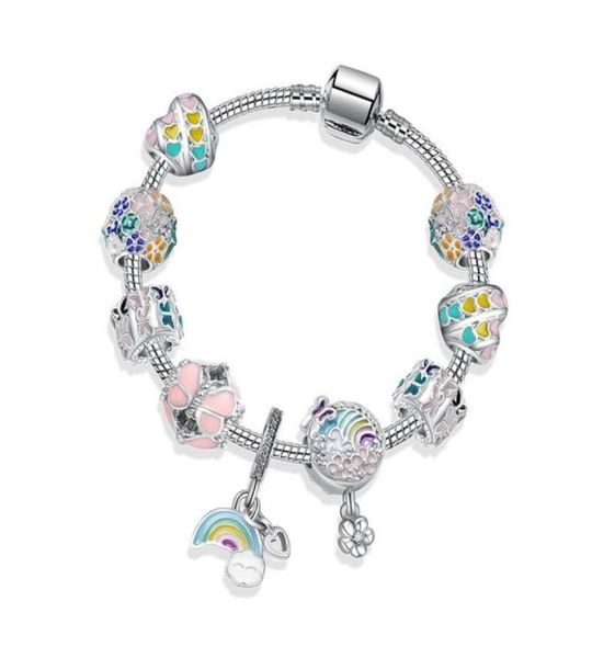 Fashion Magnolia Style Charm Braccialetti 925 Sterling Silver Murano Glass Charm European Beads Fits Bracelets Cloud Flower Dangle Di7894841