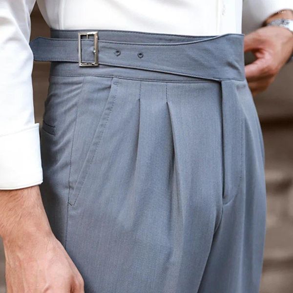 Abiti da uomo di lusso in Italia napoli uomini alla fila ansima retrò eleganza da uomo abbigliamento pantaloni alti cinture dritte signori 4 colori