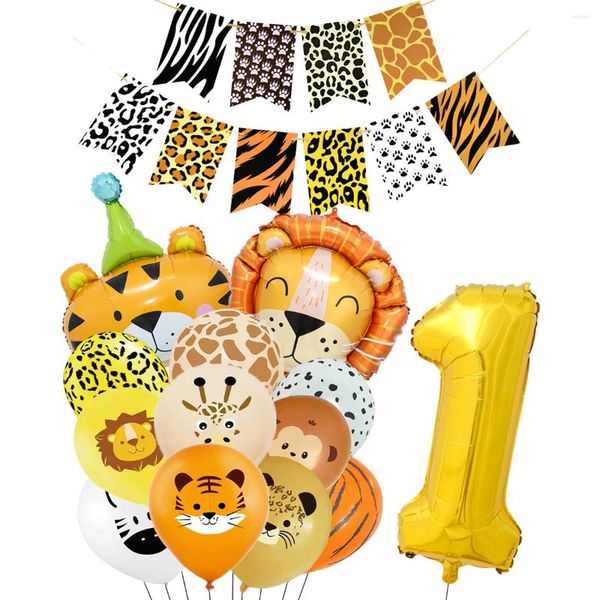 Party -Dekoration Dschungeltiere Ballon Wild ein 1. Geburtstag Kinder Latex Tiersafari Baloon Babyparty