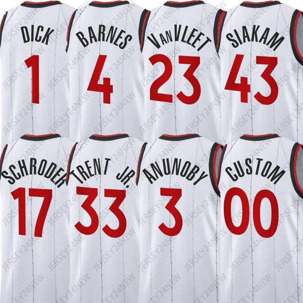 1 sınıfı Dick Vince Carter 4 Barnes Siakam Basketbol Formaları Scottie Pascal Gary Trent Jr Fred Vanvleet Anunoby Chris Boucher XS-4XL Erkek Erkek Kadın Gençlik