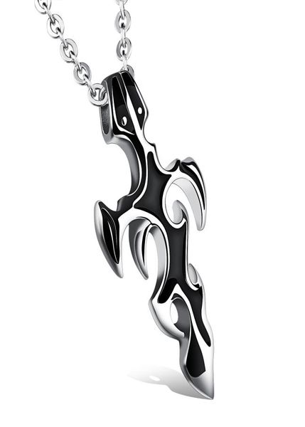 Colar de símbolo de espada de estilo chinês para homens cruzar jóias de titânio colar de aço cowboy anti -alergia namorado presente6584668