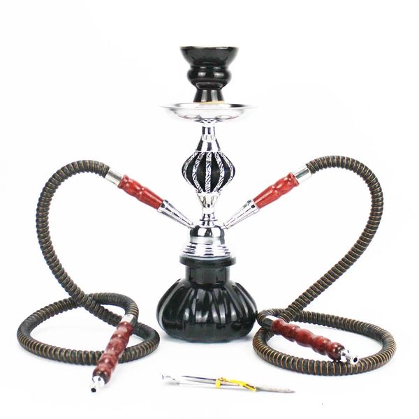 Glass Traditionelles Shisha Set mit 2 Schlauch Keramikschale Metallkohlezange Nargile Sheesha Chicha Cachimbas Klassiker Shisha 240509