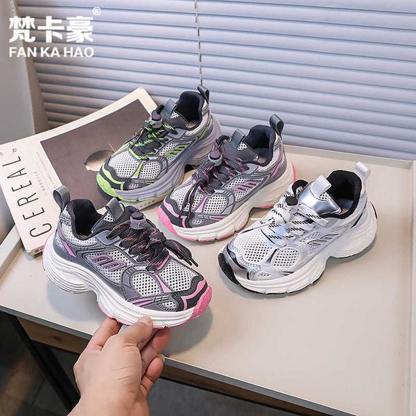 Spor ayakkabı fanka hao çocuk tek net spor ayakkabıları 2024 İlkbahar/Yaz Yeni Kore Edition Sıcak Satış Sıradan Hafif Koşu Erkek ve Kız H240510